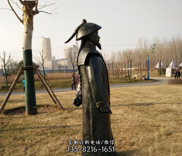 公園廣場草坪擺放站立鑄銅愛國人物林則徐銅雕塑