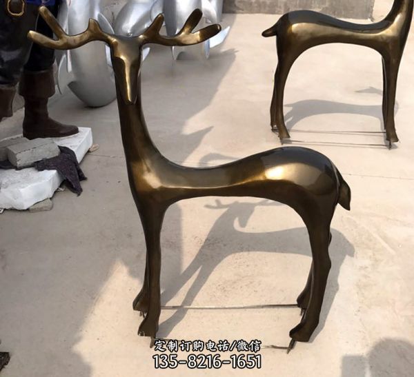 不銹鋼抽象銅雕戶外景觀鹿雕塑