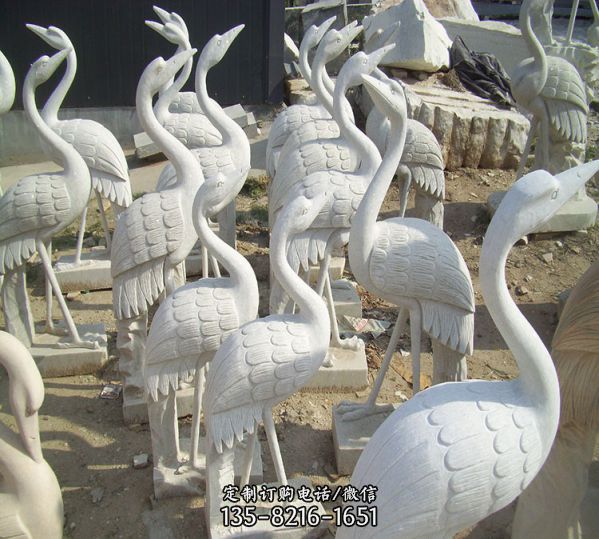 公園廣場漢白玉石雕鶴雕塑
