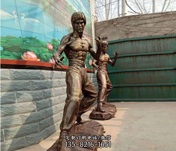 廣場電影院銅雕功夫明星李小龍雕塑