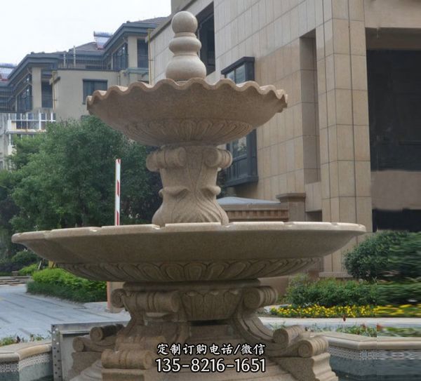 園林廣場大理石雙層簡約噴泉雕塑