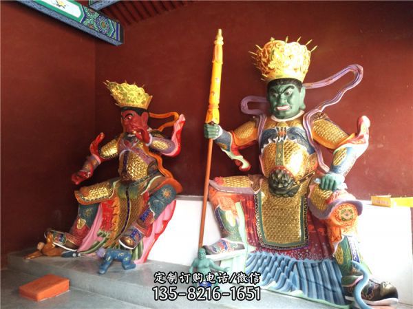 寺廟玻璃鋼彩繪大型人物景觀天王雕塑