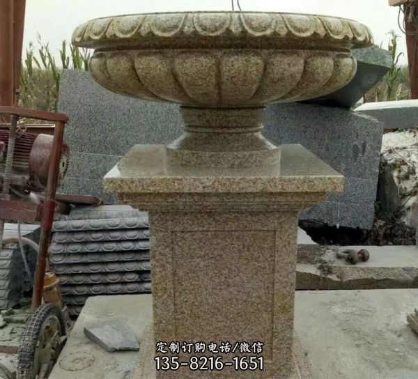 花崗巖石雕別墅小區大型景觀花盆雕塑