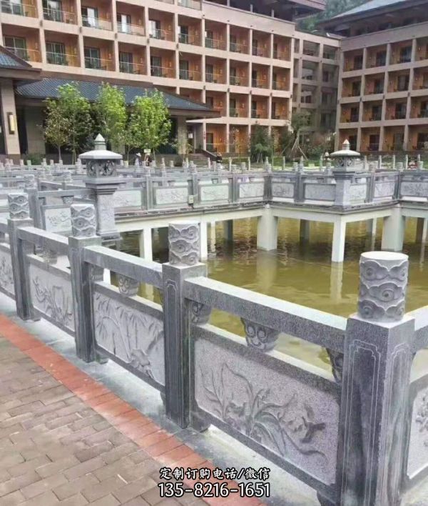 學(xué)院景觀人造石橋芝麻灰欄板欄桿