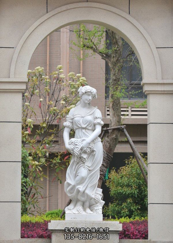 庭院別墅漢白玉石雕西方女人雕塑