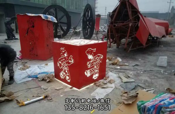 公園不銹鋼噴漆剪紙皮影戲人物雕塑