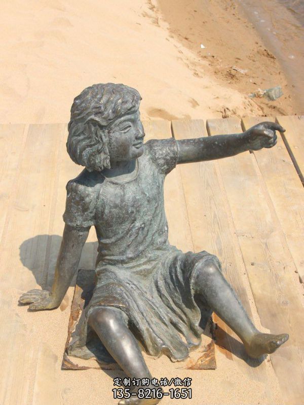 公園坐地上的小女孩人物銅雕兒童雕塑