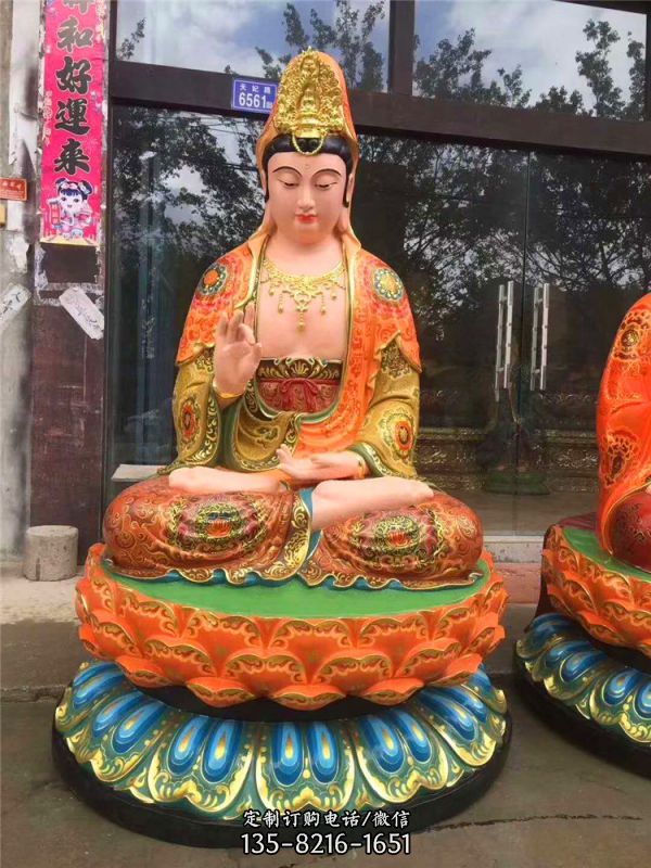 寺廟大型玻璃鋼彩繪觀音雕塑