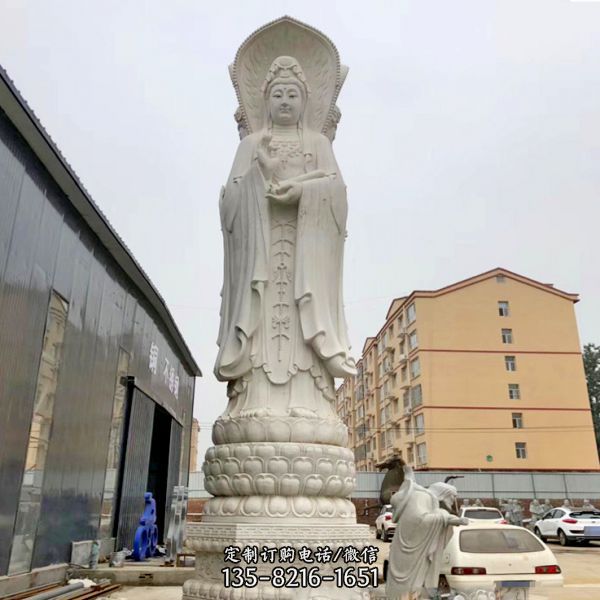 景區(qū)戶外大型石雕漢白玉三面觀音菩薩雕塑