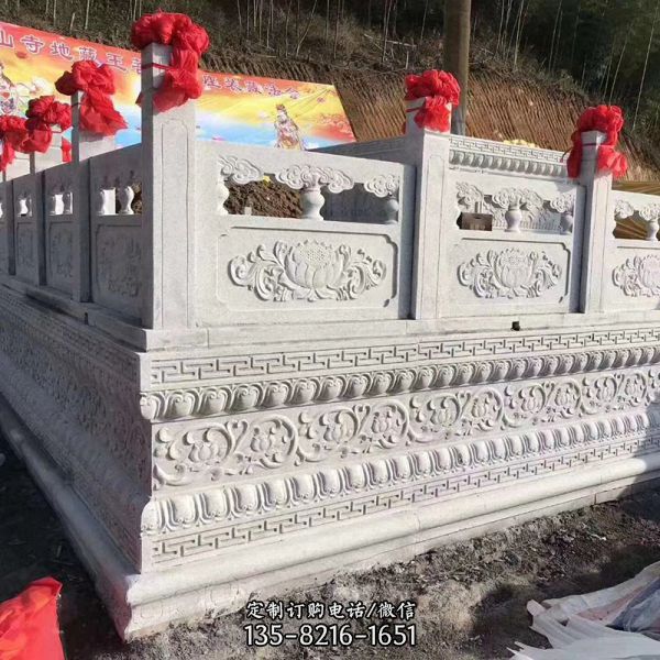 佛教臺基荷花雕刻大理石防護欄桿