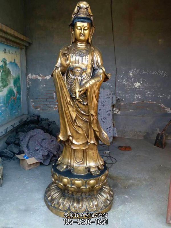 景區寺廟銅雕仿古做舊觀音雕塑