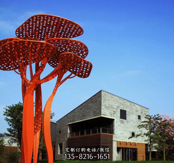 別墅園林?jǐn)[放不銹鋼創(chuàng)意鏤空樹雕塑