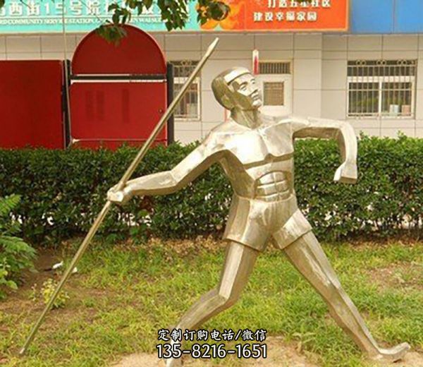 小區花園擺放拋光不銹鋼標槍雕塑