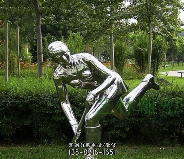 不銹鋼保齡球人物雕塑