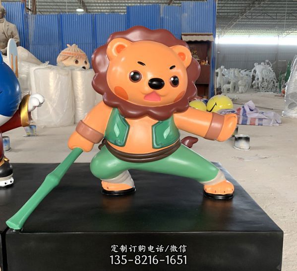 公園廣場功夫玻璃鋼卡通老虎人偶造型雕塑