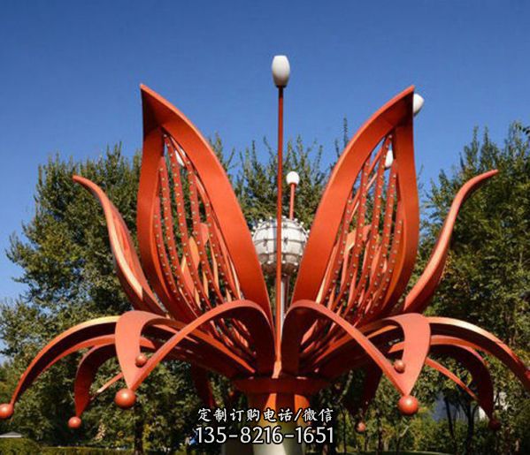 不銹鋼城市創意花蕊花朵雕塑
