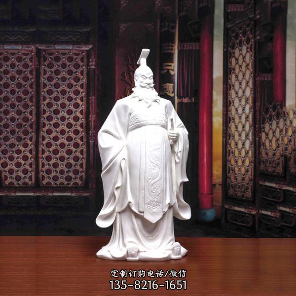 公園景區擺放漢武帝劉徹漢白玉石雕像