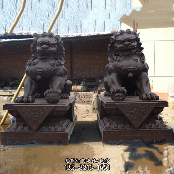 別墅招財不銹鋼仿銅獅子雕塑