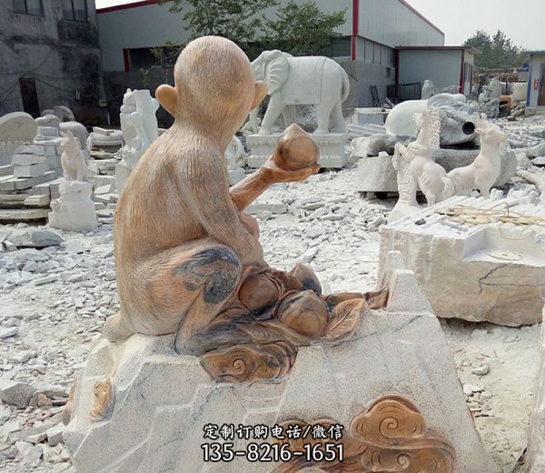 公園擺放的 花崗巖石雕創意猴子雕塑
