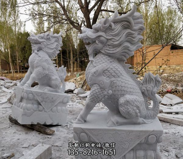 戶外庭院別墅砂石石雕神獸麒麟雕塑