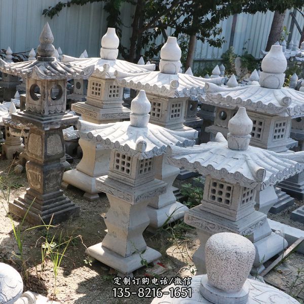 庭院花園戶外中式造景青石仿古草坪景觀石燈籠