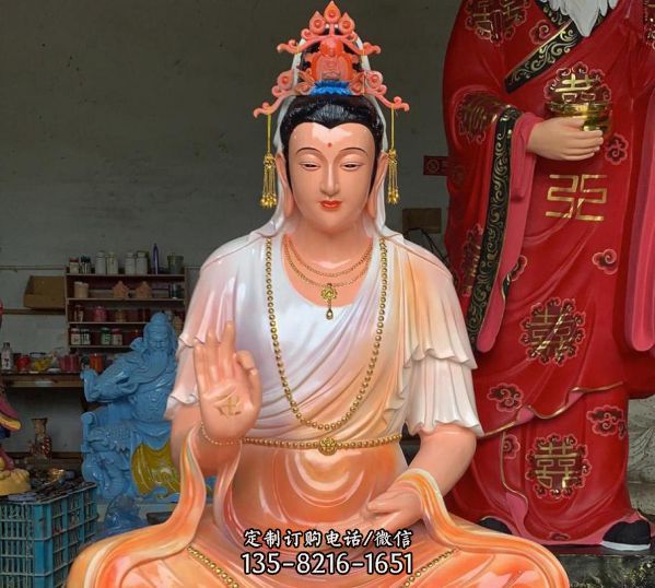 寺廟玻璃鋼彩繪大型觀音菩薩雕塑