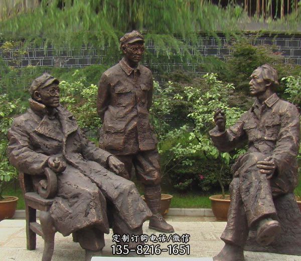 庭院銅鑄劉伯承與毛澤東雕塑