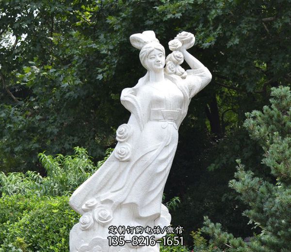 售樓部古代神話人物嫦娥奔月漢白玉景觀石雕