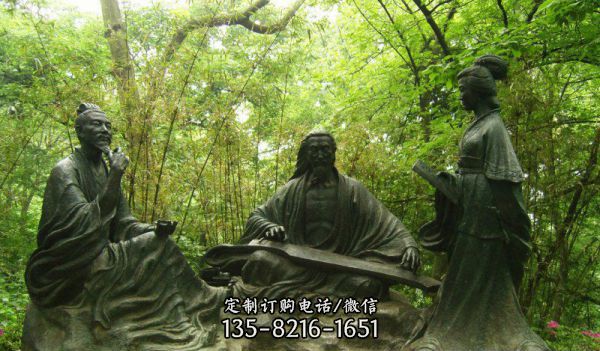 戶外園林不銹鋼仿銅讀書雕塑