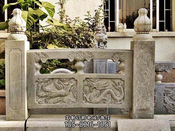 花崗巖浮雕龍鳳吉祥園林湖邊裝飾擺件