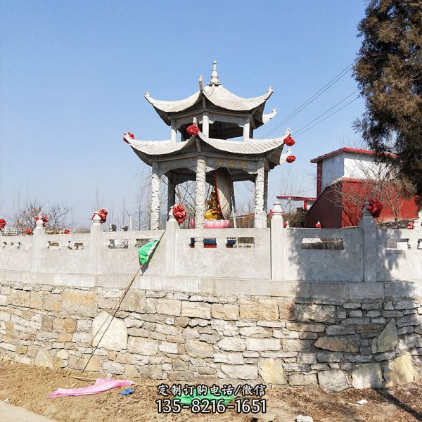 寺廟戶外擺放神像仿古建筑涼亭
