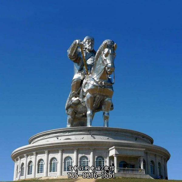 不銹鋼大型景區景點廣場人物成吉思汗雕塑