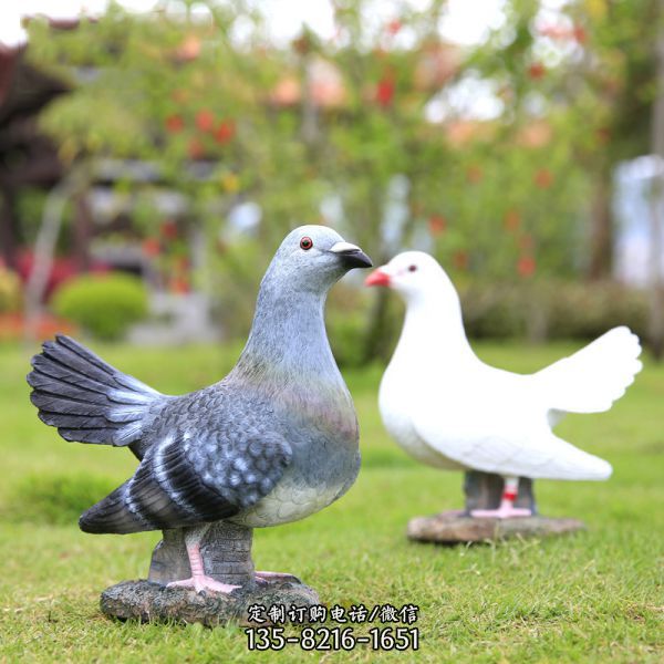 公園草坪創(chuàng)意童趣仿真動(dòng)物鴿子雕塑