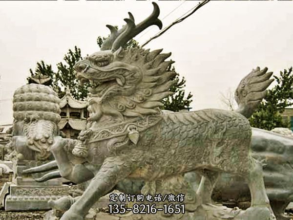 戶外景區大型景觀大理石石雕麒麟雕塑