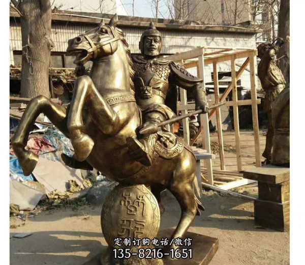 公園銅雕噴金烤漆戰士騎馬雕塑