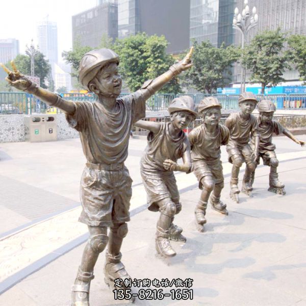廣場滑旱冰小孩玻璃鋼小品景觀雕塑