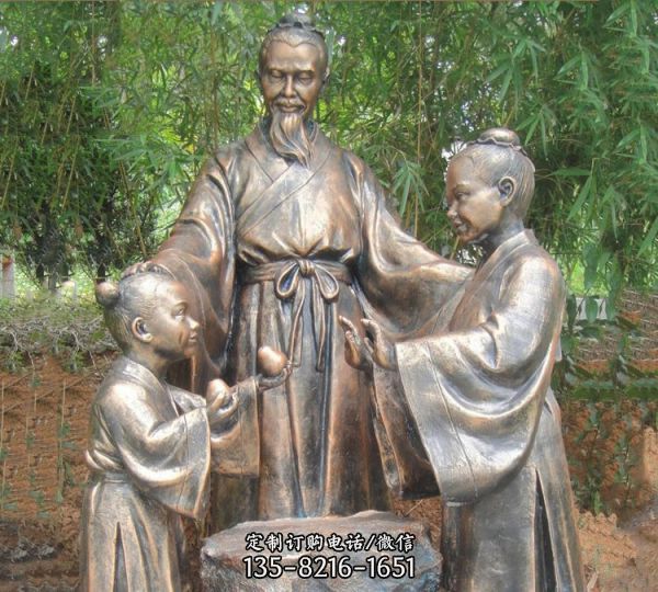 戶外公園銅雕寓言故事孔融讓梨雕塑