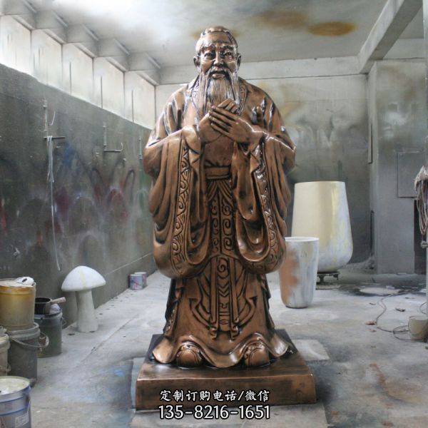 學院歷史名人孔子玻璃鋼仿青銅雕塑