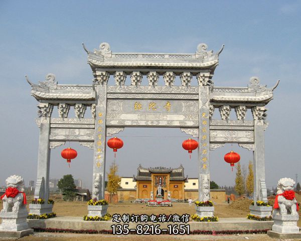 寺院景區(qū)新款青石牌坊山門石雕