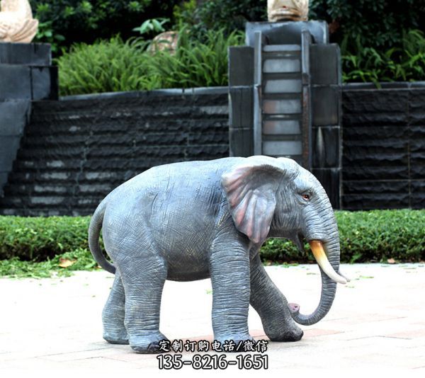 公園戶外大型景觀玻璃鋼仿真動物大象雕塑