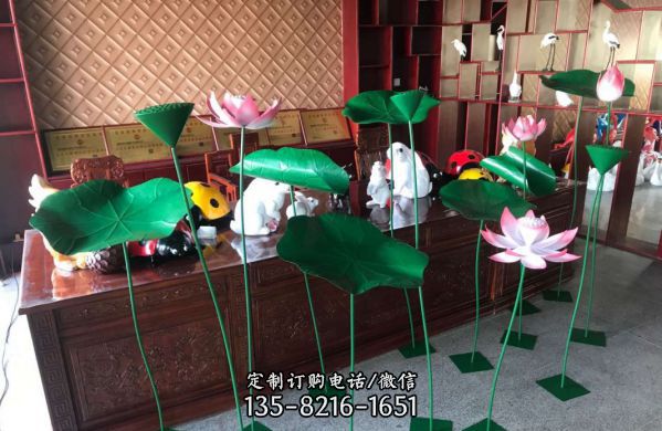 動物園樹脂園林荷花荷葉景觀雕塑
