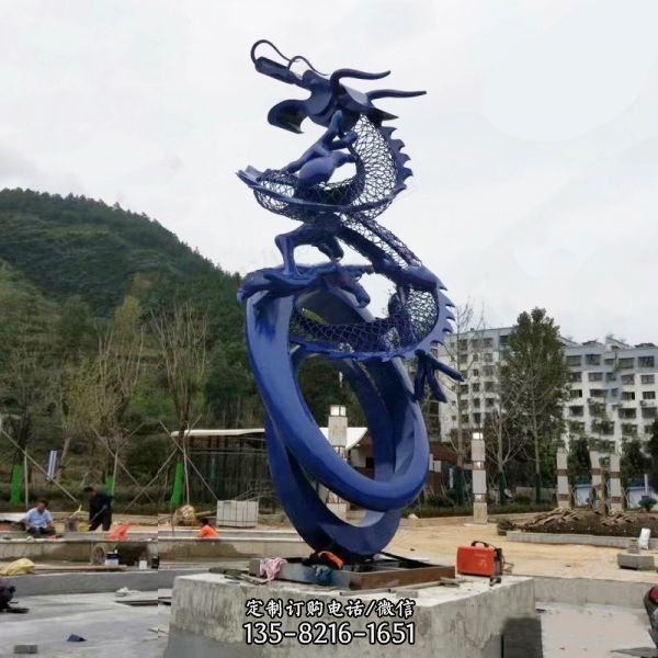 廣場不銹鋼抽象鏤空創意龍雕塑
