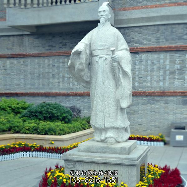 園林景區漢白玉戰國時期政治家屈原石雕像