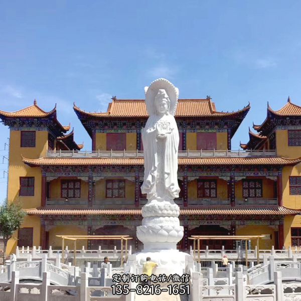 大型寺廟漢白玉石雕觀音雕塑