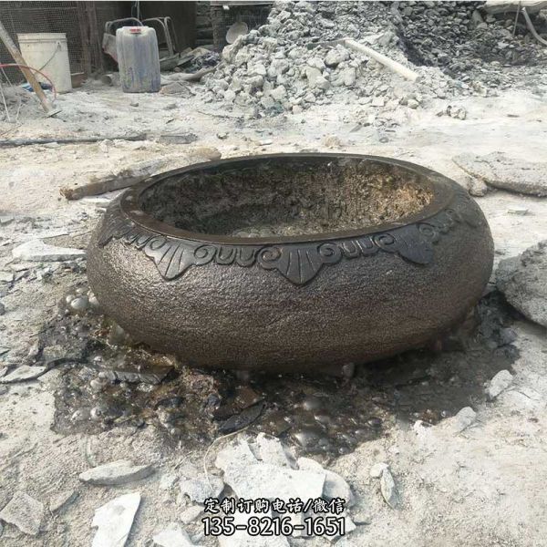 庭院景觀仿古做舊圓形銅雕缸雕塑