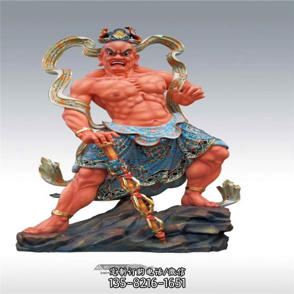 玻璃鋼彩繪大型景觀寺廟供奉哼哈二將雕塑