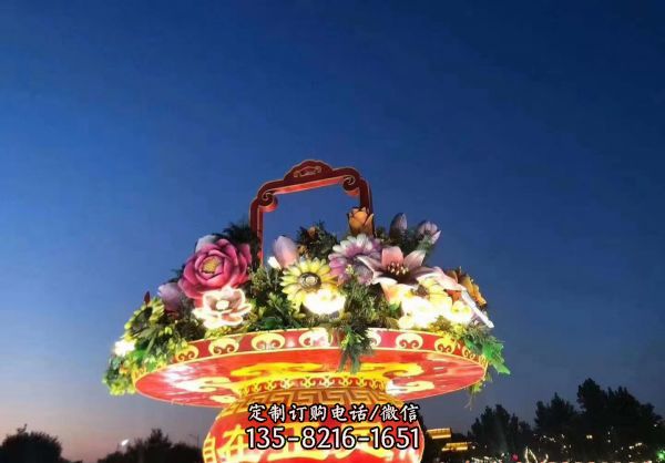 公園戶外玻璃鋼樹脂創(chuàng)意亮燈花籃雕塑
