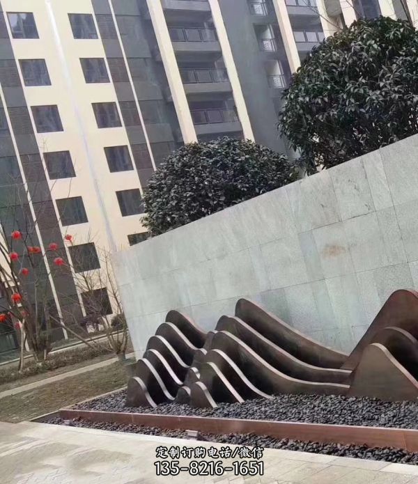 商場戶外不銹鋼假山雕塑水池景立體山巒造型