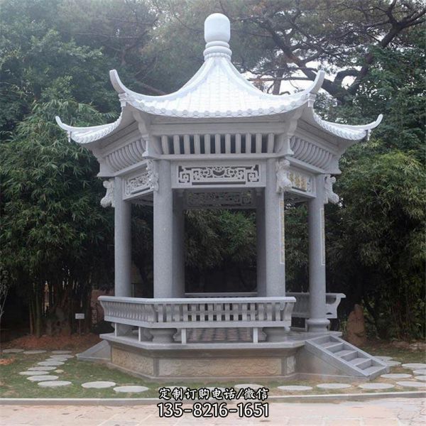 新款漢白玉鏤空?qǐng)@林景觀座椅休息涼亭