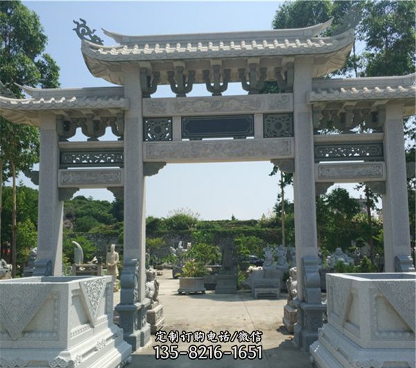 農村新款鏤空門牌樓坊雕刻